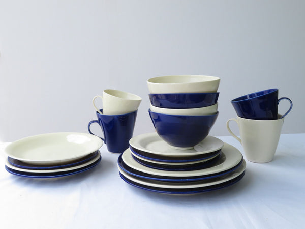 Custom Made 4 Person Dinner Set. Blue and White.