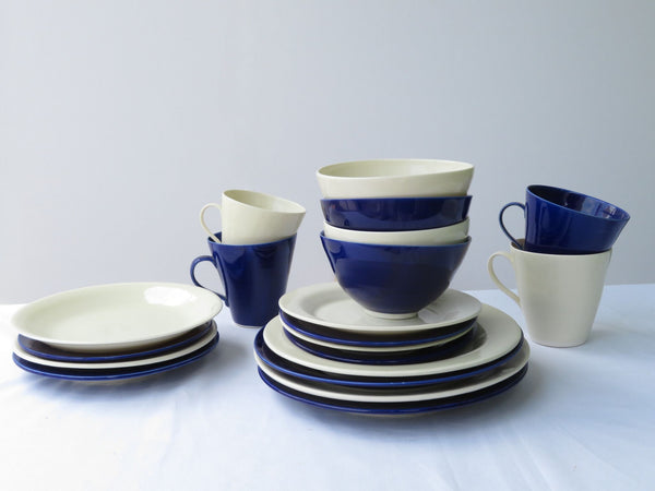 Custom Made 4 Person Dinner Set. Blue and White.