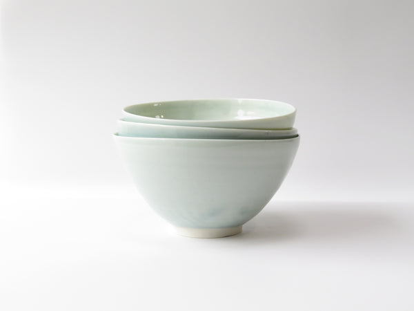 Set of 3 Celadon Breakfast Bowls (No1)