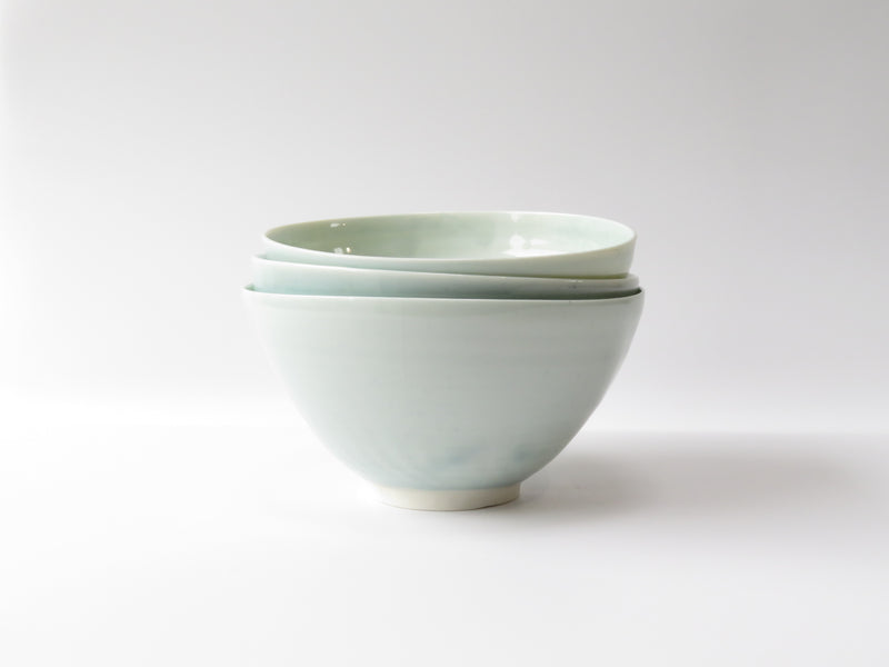 Set of 3 Celadon Breakfast Bowls (No1)
