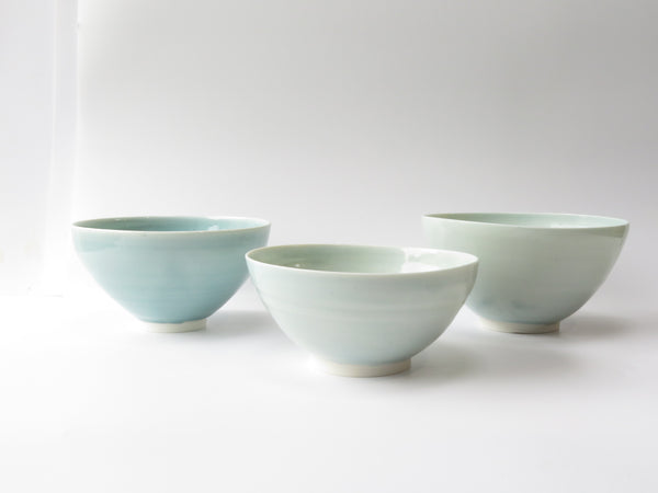 Set of 3 Celadon Breakfast Bowls (No1)