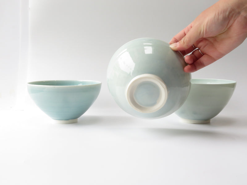 Set of 3 Celadon Breakfast Bowls (No1)