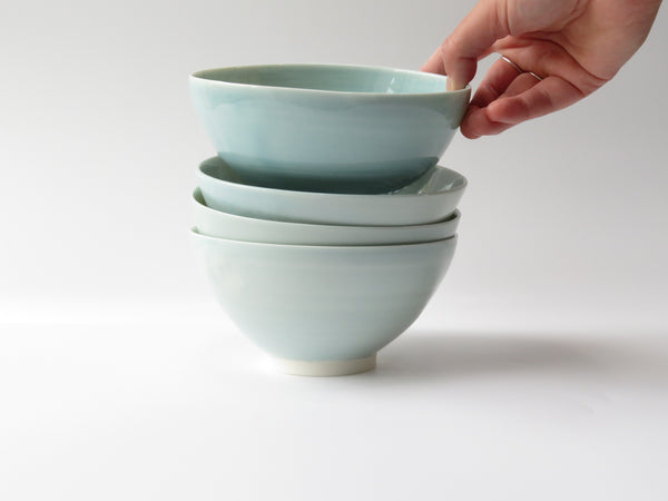 Set of 4 Celadon Breakfast Bowls (No2)