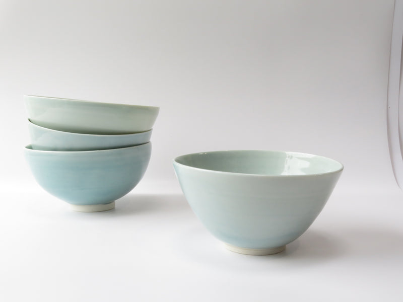 Set of 4 Celadon Breakfast Bowls (No2)