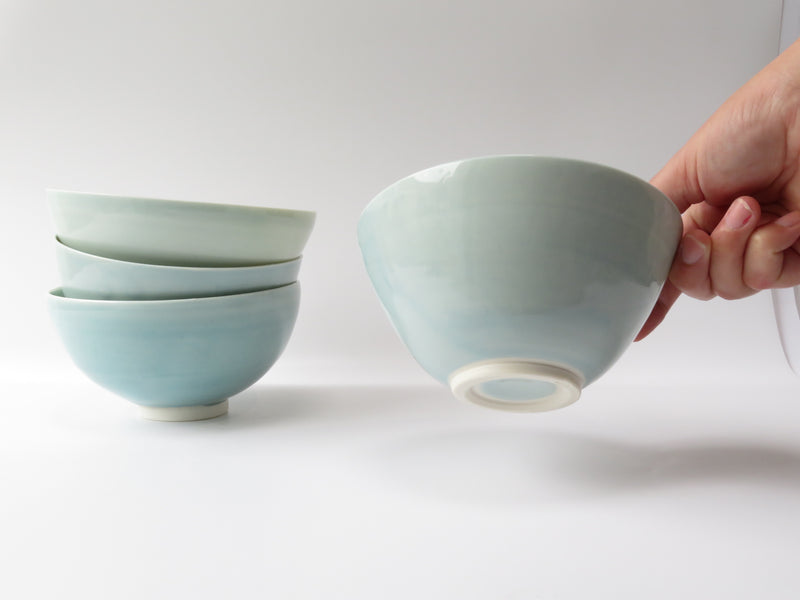 Set of 4 Celadon Breakfast Bowls (No2)