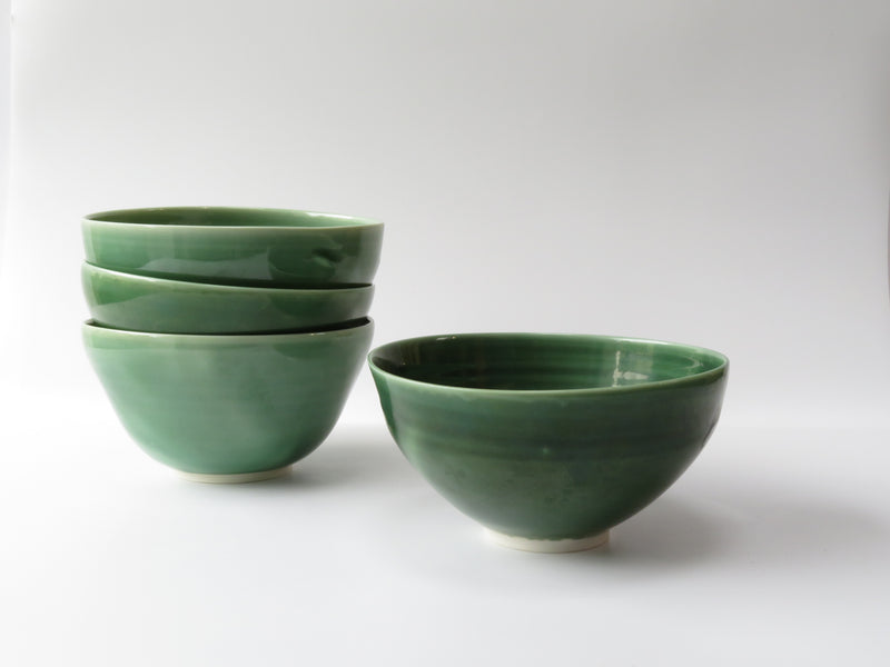 Set of 4 Green Breakfast Bowls (No3)