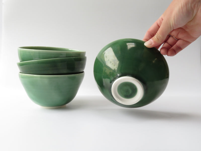 Set of 4 Green Breakfast Bowls (No3)