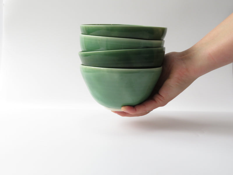 Set of 4 Green Breakfast Bowls (No3)