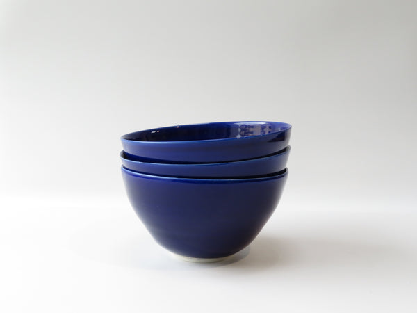 Set of 3 Cobalt Breakfast Bowls (No 8)