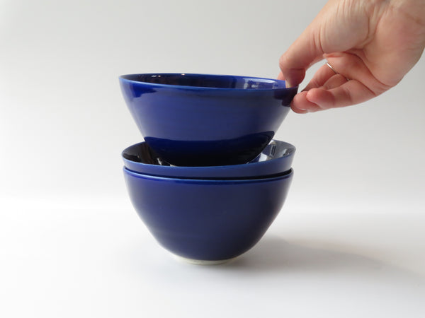 Set of 3 Cobalt Breakfast Bowls (No 8)