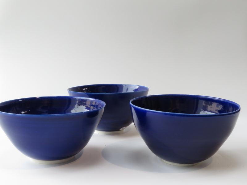 Set of 3 Cobalt Breakfast Bowls (No 8)