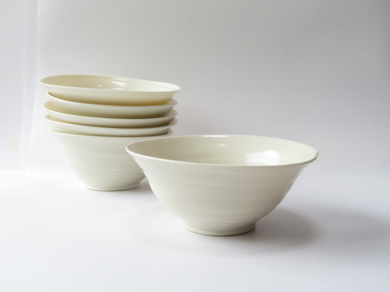Set of 6 White Luna Breakfast Bowls (No 11)