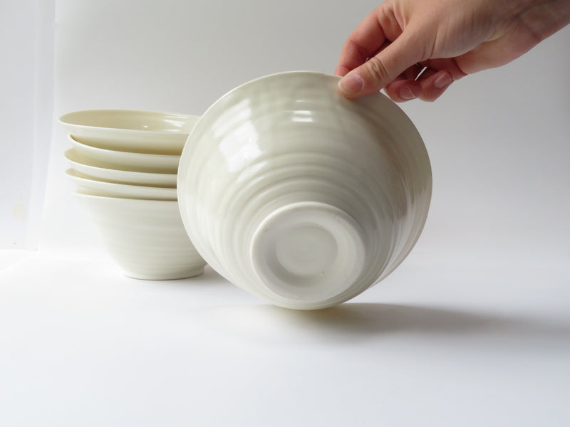 Set of 6 White Luna Breakfast Bowls (No 11)
