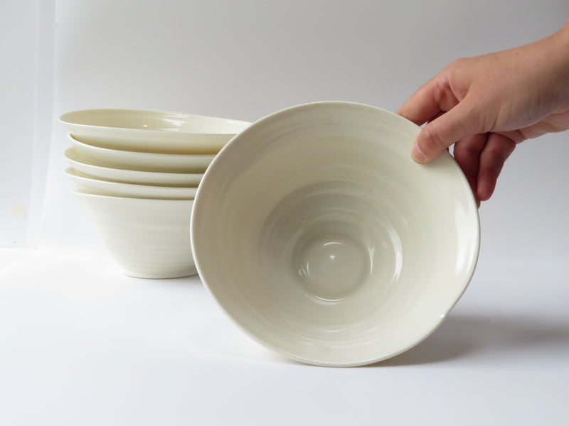 Set of 6 White Luna Breakfast Bowls (No 11)