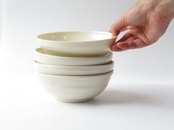 Set of 4 White Luna Pasta Bowls (No 13)