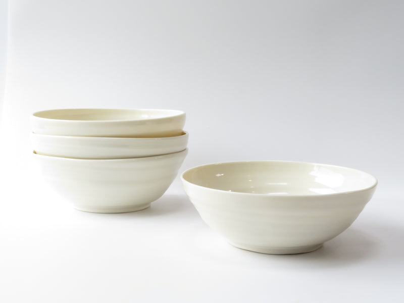 Set of 4 White Luna Pasta Bowls (No 13)