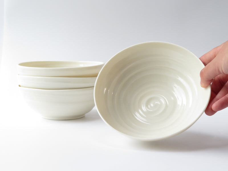 Set of 4 White Luna Pasta Bowls (No 13)