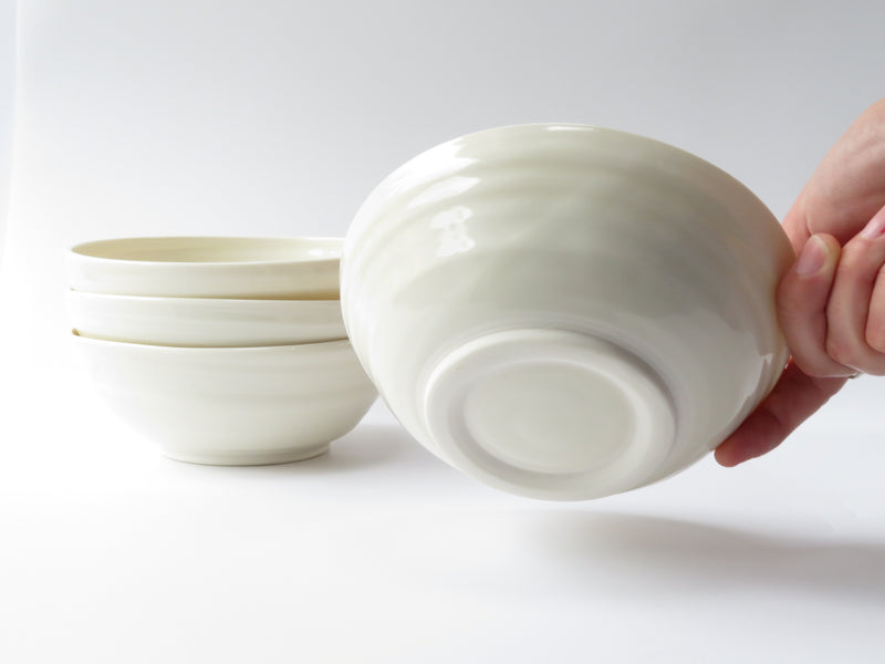 Set of 4 White Luna Pasta Bowls (No 13)
