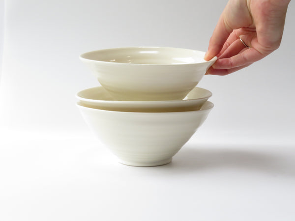 Set of 3 White Luna Bowls (No 14)
