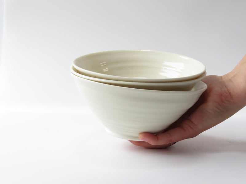 Set of 3 White Luna Bowls (No 14)