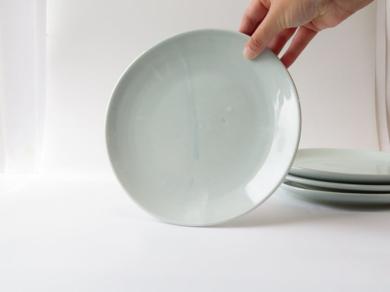 Set of 4 Celadon  Flat Breakfast Plates (No 4)