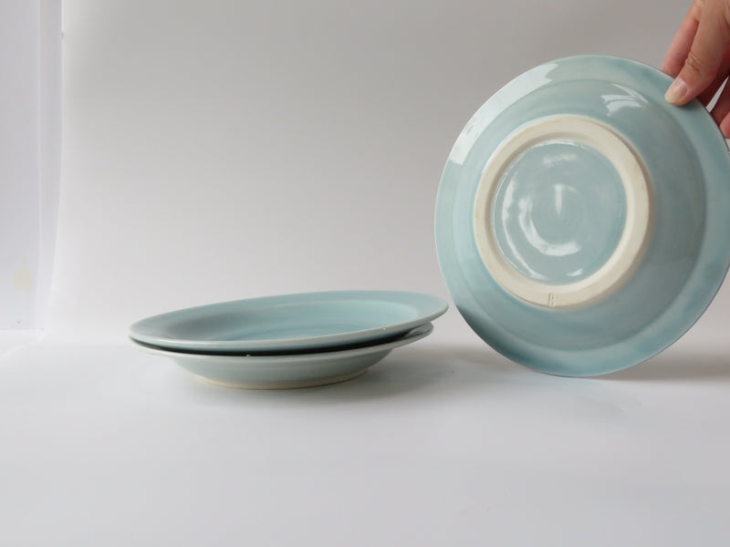 Set of 3 Celadon Breakfast Plates (No 5)