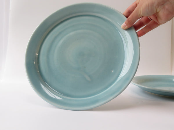 Set of 2 Celadon Dinner Plates (No 11)