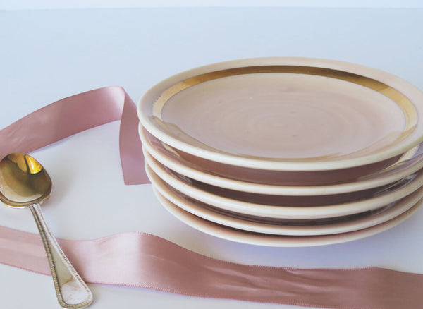 Cake plate. Pink and Gold