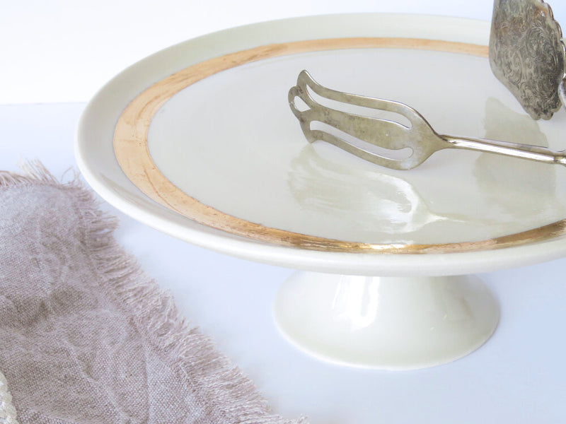 Cake Stand. white and gold