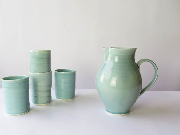 Large Jug and 4 Blue Tumblers set